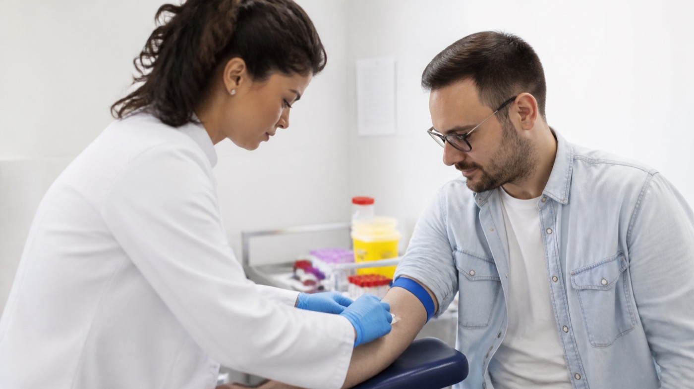 Infirmière réalisant une prise de sang